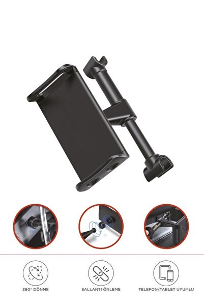 Başkenttekno Araç İçi Telefon Tablet Tutucu Ayarlanabilir Arka Koltuk Oto Aks...