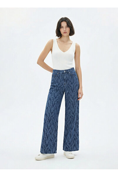 BOSS Yüksek Bel Bol Paça Standart Mavi Kadın Denim Pantolon 50548451