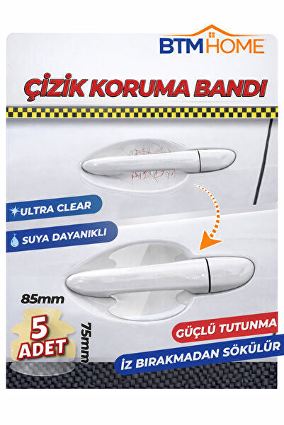 btm home Şeffaf Çizik Koruma Bandı 5 Adet Araç Kapı Kolu Koruyucu Güçlü Yapış...