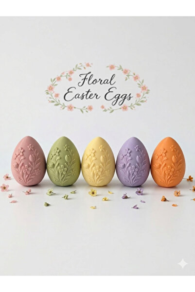 MİR STORE Floral Kabartmalı 5’li Paskalya Yumurtası Seti - Bahar Temalı Paste...