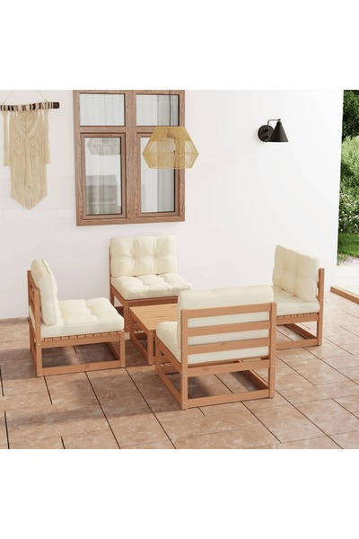 Concept Set mobilier de grădină cu perne, 5 piese, lemn masiv de pin
