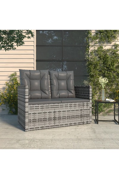 Concept Παγκάκι κήπου με μαξιλάρια, γκρι, 105 cm, πολυρατάν