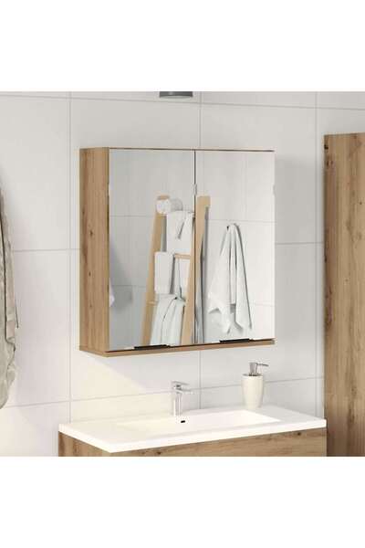 Concept Dulap cu oglindă pentru baie Stejar artizanal Lemn prelucrat