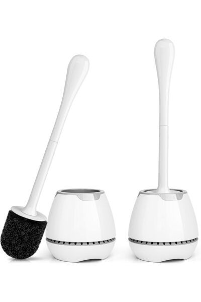 Arabest Toilet Brush 2 Pack, Toilet Bowl Brush with Ventilated Holder and Erg...