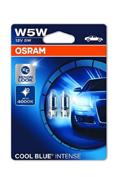Osram Set de 2 becuri auto cu halogen W5W 5W 12V 2825HCBI-02B, albastru rece ...