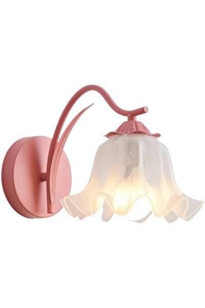 Arabest Glass Flower Wall Sconce Pink Nordic Modern Hallway Wall Light Fixtur...