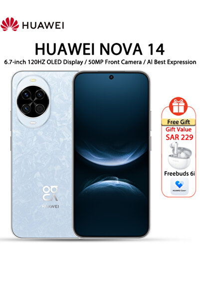 Huawei Nova 14 Dual SIM Smartphone, 12GB RAM 256GB, Supercharge,4G,Saudi Arab...