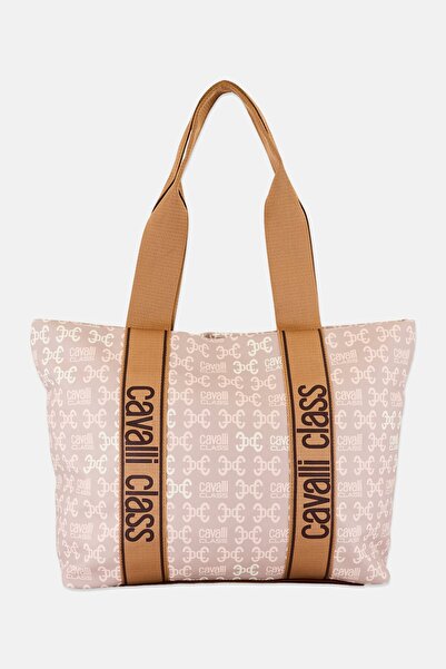 Cavalli Class Women Brand Logo Edvige Tote Bag, Tan