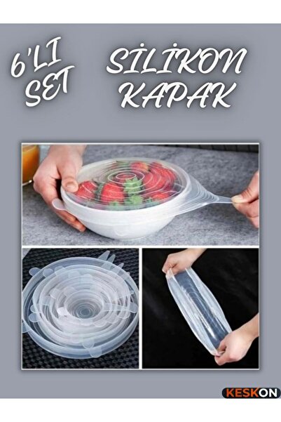 Keskon Set of 6 Silicone Food Storage Stretch Lids – Fresh-Keeping Stretchy S...