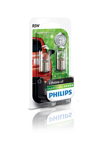 Philips Set of 2 LongLife EcoVision R5W 5W 12V 12821LLECOB2 halogen car bulbs