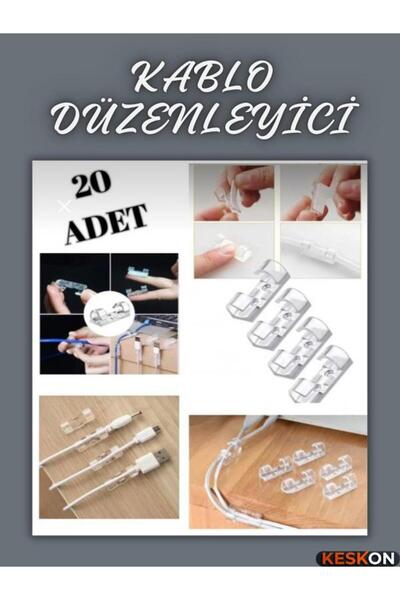 Keskon 20 Pieces of Transparent Cable Fixers – Adhesive Cable Organizer Clips...