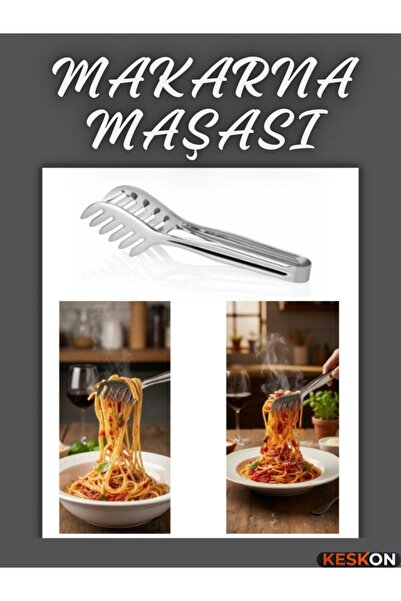Keskon Makarna Maşası | Paslanmaz Çelik Pratik Servis Maşası | Mutfak Aparatı