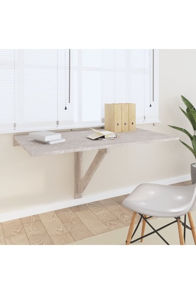 Concept Πτυσσόμενο τραπέζι τοίχου, γκρι σκυροδέματος, 100x60x56 cm, σύνθετο ξύλο