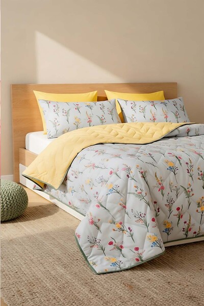 Rivaİstanbul Bougainvillea Double Cotton Quilted Pike & Bedspread