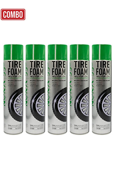 Nora منظف ​​رغوي للإطارات من كومبو، ٥ قطع، بخاخ N-507، ينظف ويلمع ويحمي الإطا...