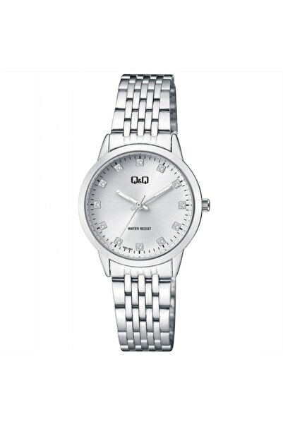 Q&Q Watch QZ81J201Y, silver case, 32mm, silver dial, crystals, silver steel b...