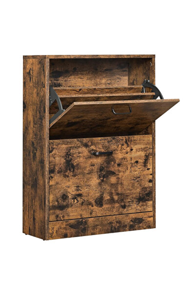 VASAGLE Shoe Cabinet with 2 Foldable Doors and Adjustable Shelf, 60x24x84cm, ...