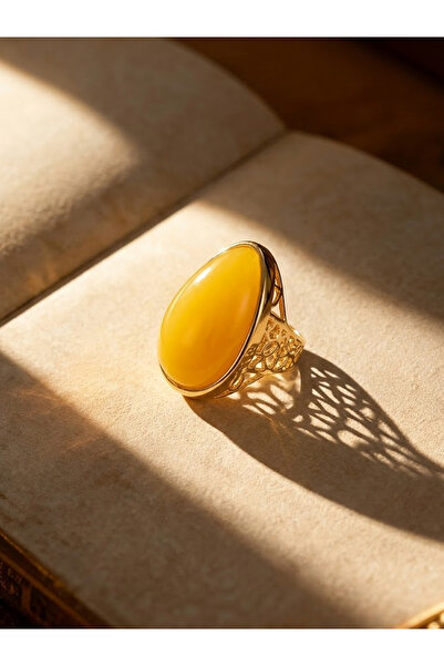 MAJOOD Triangular Artificial Amber Adjustable Ring, Suitable for Both Men and...