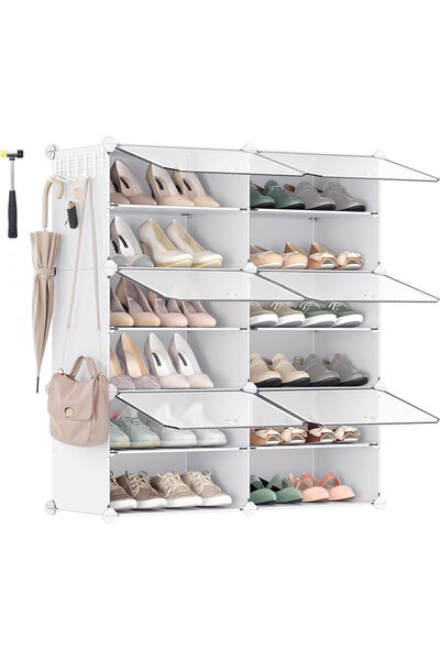 SONGMICS Modular Shoe Cabinet with 6 Compartments, Metal Frame, 40x30x30cm, W...