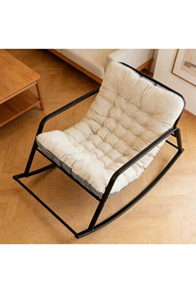 Mtanvxay Stylish Houndstooth Fabric Rocking Chair, Sturdy Modern Lounge Chair...