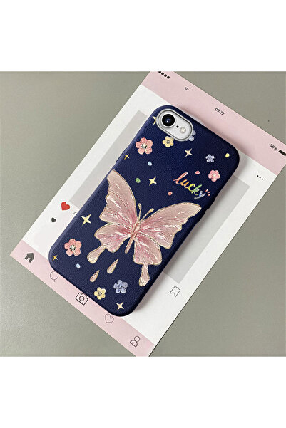 CASEVIBE iPhone 7/8/SE 2020 2022 Uyumlu Güzel kelebek desenli deri dokulu tel...