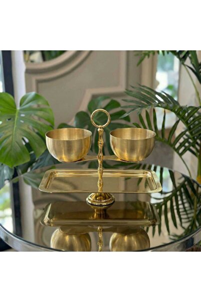 Elta Collection Lüks Terazi Tasarım 2 Katlı Sunumluk Gold-Gümüş Metal Sunum S...