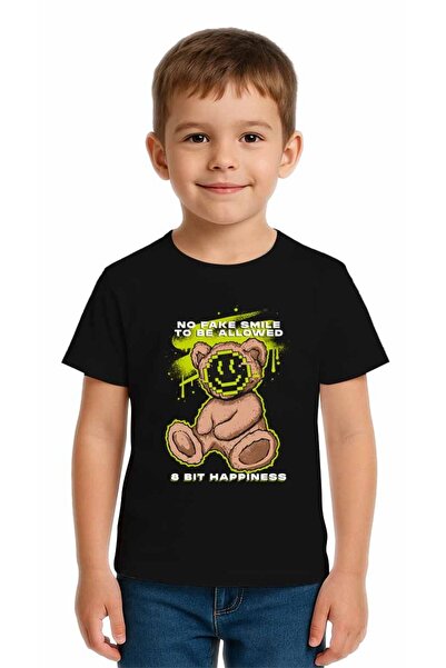 SEDİRLİ Unisex Teddy Bear Printed Kids T-Shirt Cotton Count Combed Cotton Fabric