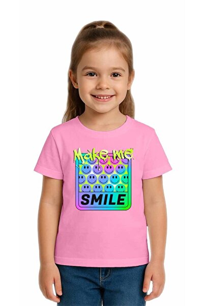 SEDİRLİ Unisex Smile Printed Kids T-Shirt, Cotton Count Combed Cotton Fabric