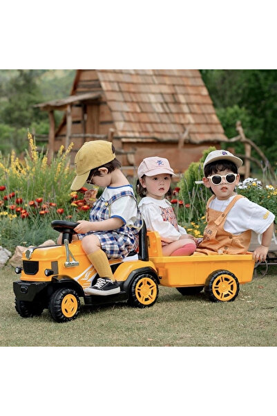 Sumkyle Ride on Tractor Trailer Motors, Music, Shifter, Electric Car for Kids...