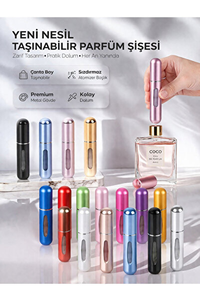 Mas'dala EGAR Doldurulabilir Parfüm Şişesi Atomizer Seyahat Boyu 5 ml Valiz D...