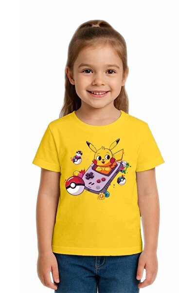 SEDİRLİ تي شيرت بيكاتشو مطبوع للأطفال للجنسين، مصنوع من قماش قطني ممشط قطن قطعة