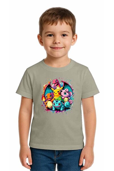 SEDİRLİ Tricou unisex Pokemon cu imprimeu pentru copii, bumbac moale piese di...