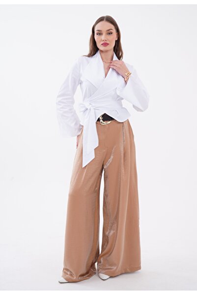 Vinales Ζώνη τεμάχια άνετα παντελόνια Φαρδιά μπατζάκια με Υφαντό εφέ - Ανοιχτ...