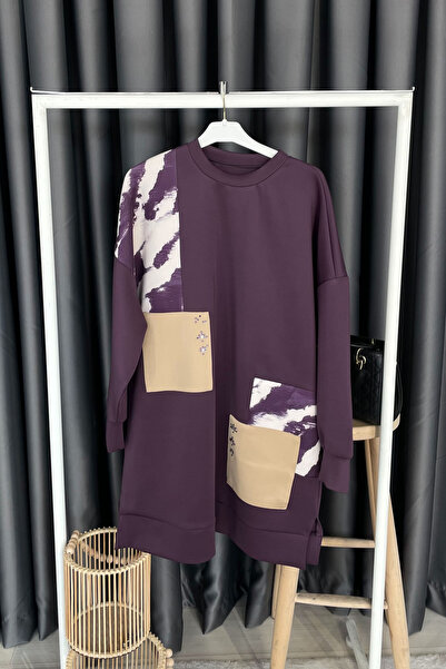 Loreen Zebra Pattern Detailed Tunic - Purple Purple