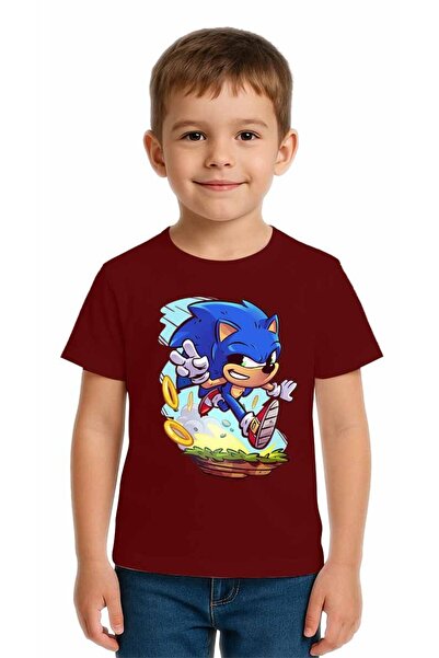 SEDİRLİ تي شيرت سونيك مطبوع للأطفال للجنسين، مصنوع من قماش قطني ممشط قطن