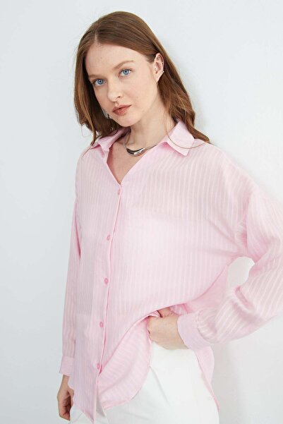 Fulla Moda Striped Jacquard Casual Shirt