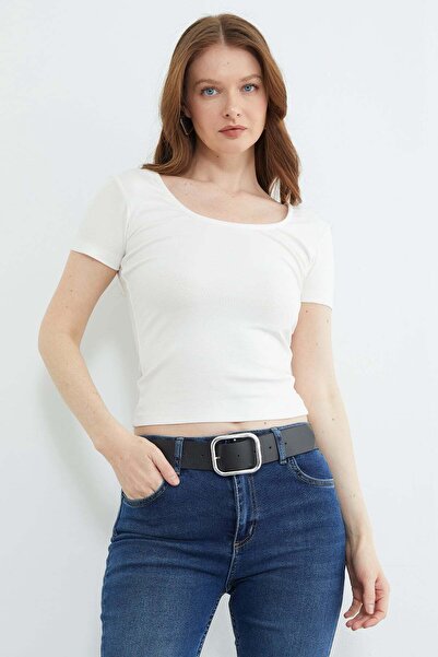 Fulla Moda basic Tricou cu decolteu în U crop