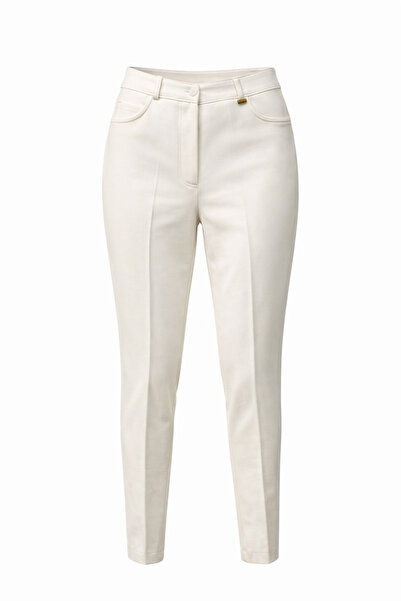 Sentez Pantaloni de damă cu bumbac buzunare, mărime mare - Ecru