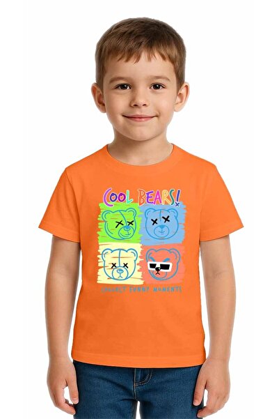 SEDİRLİ Unisex Teddy Bear Printed Kids T-Shirt Cotton Count Combed Cotton Fabric