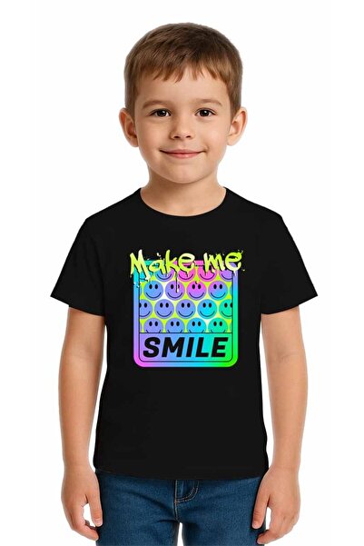 SEDİRLİ Tricou unisex Smile cu imprimeu pentru copii, bumbac moale țesături d...