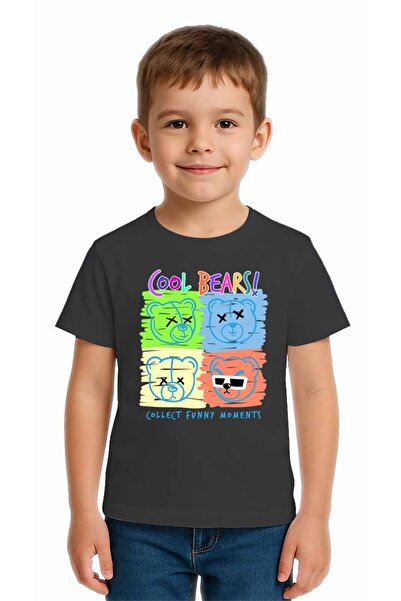 SEDİRLİ Tricou unisex pentru copii Teddy Bear cu imprimeu bumbac bucăți din b...