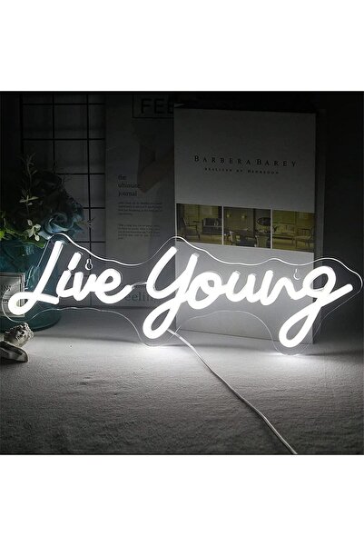 Slasa Live Young Neon Sign LED Light with 6 mm Acrylic Base Wall Decor 42x13 cm