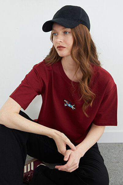 Fulla Moda Tricou casual guler rotund cu broderie câine