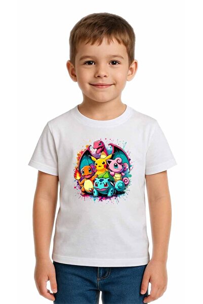 SEDİRLİ Tricou unisex Pokemon cu imprimeu pentru copii, bumbac moale piese di...