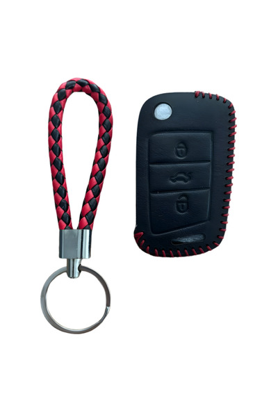 AutoHan Keys Leather Key Protection Case for Golf 7, Tiguan, Polo, T-Cross, R...