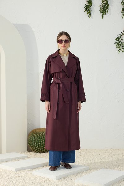 Aker Burgundy Unlined Trench Coat