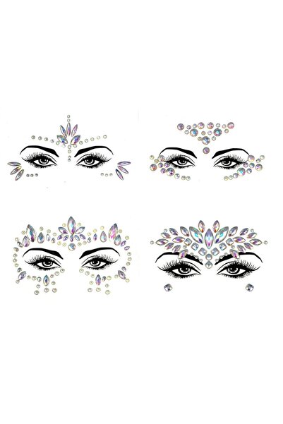 Arabest 4 Sets Luminous Face Jewels Temporary Tattoos, Glitter Rhinestone Rav...