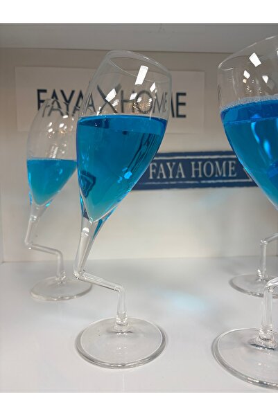 FAYA HOME Paşabahçe Zikzak Ayaklı Şampanya Kadehi 4 lü Takım