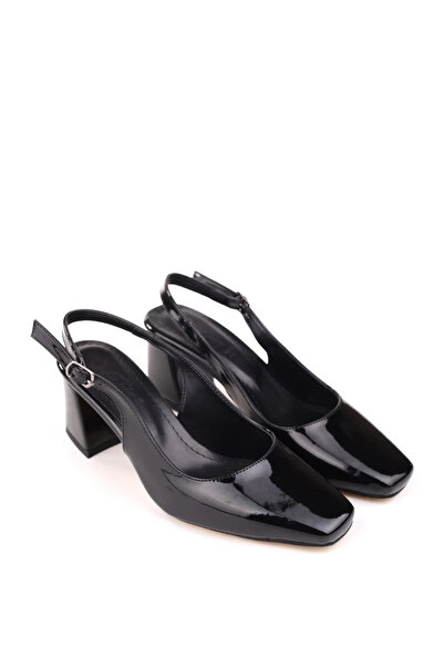 Walkenzo 5510-1 Women's 6 cm Square Heeled Comfortable Patent Leather Shoes