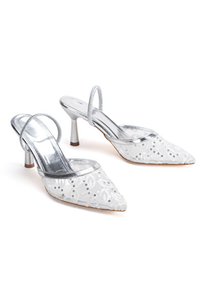 MFT AYAKKABI Lace Embroidered Sequin Detailed İ Stiletto Heel Bridal Shoes